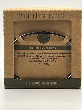 MantraBand Silver and Black Inspirational Bangle Bracelet